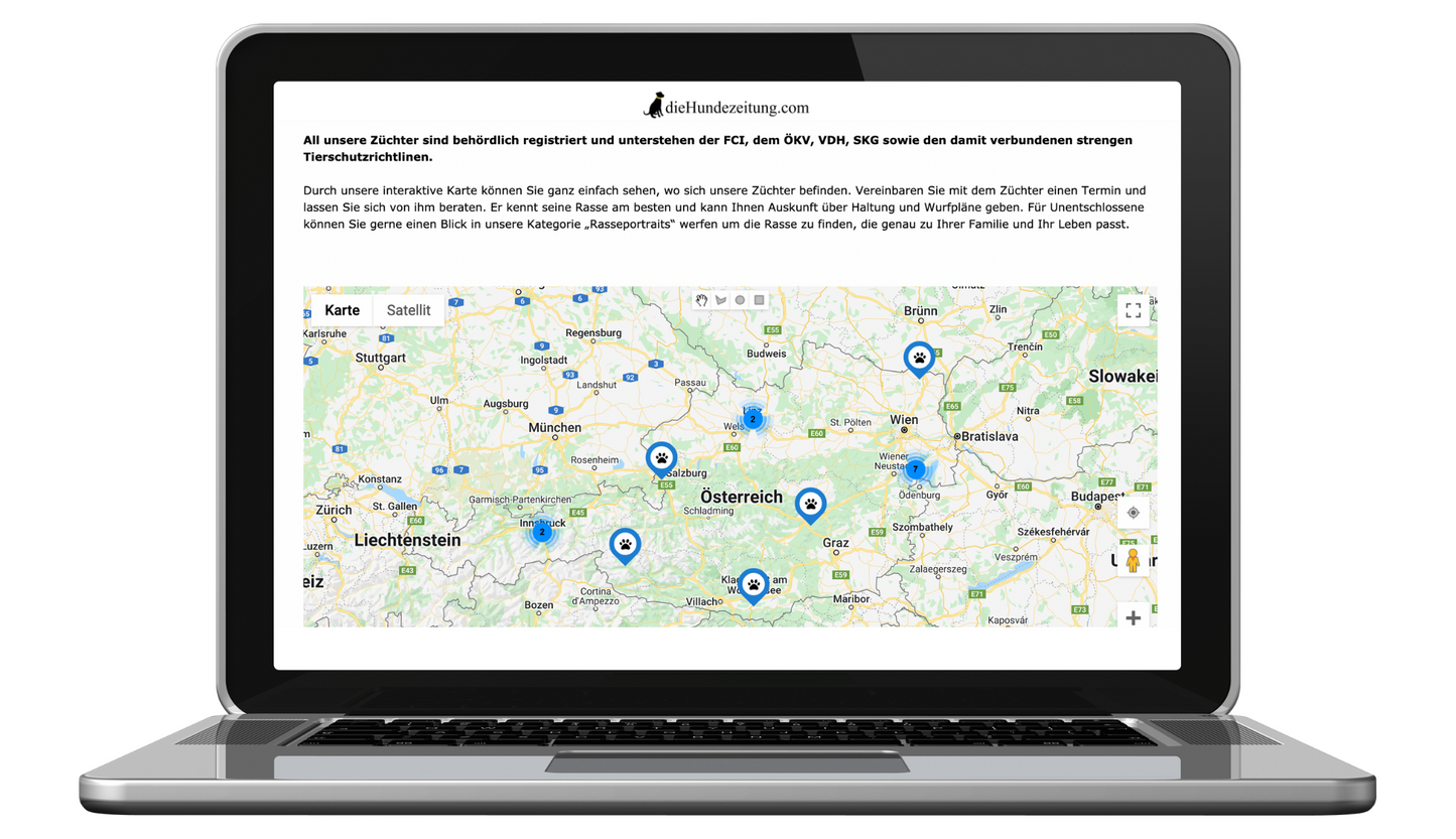 Züchterverzeichnis, Karte Desktop